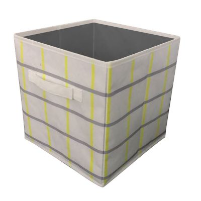Simply Essential&trade; 11-Inch Windowpane Print Collapsible Storage Bin in Yellow/Grey
