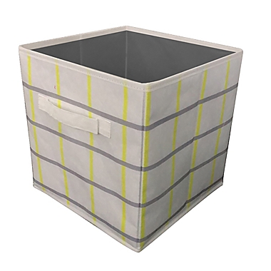 Simply Essential&trade; 11-Inch Windowpane Print Collapsible Storage Bin in Yellow/Grey. View a larger version of this product image.