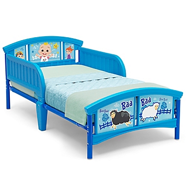 Delta Children CoComelon Plastic Convertible Toddler Bed in Blue. View a larger version of this product image.