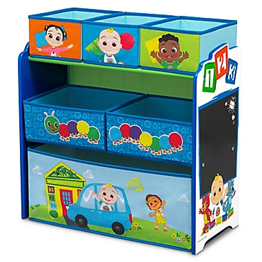 Delta Children Cocomelon 6 Bin Toy, Step 2 Bookcase Storage Chest Blue