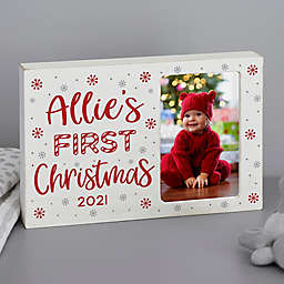 Candy Cane Baby's 1st Christmas Personalized Off-Set Whitewashed Frame