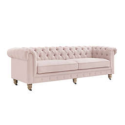 Shabby Chic Linen Chesterfield Sofa