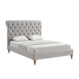 Shabby Chic Linen Upholstered Platform Bed