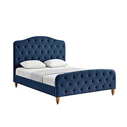 Shabby Chic Velvet Upholstered Panel Bed