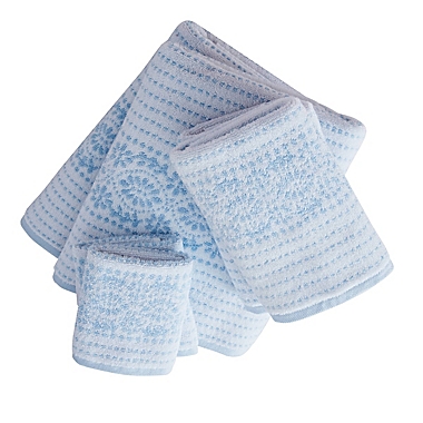 Forever Eyelet White/Blue 6 Piece Towel Set. View a larger version of this product image.