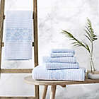 Alternate image 1 for Forever Eyelet White/Blue 6 Piece Towel Set