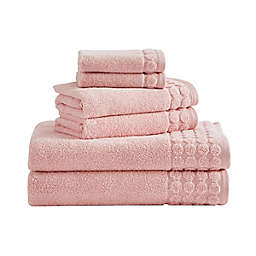Bubble Cuff Cotton Terry Solid Pink 6 Pc Towel Set