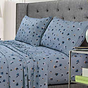 Tribeca Living Floryn 170-Thread-Count Flannel Twin XL Sheet Set in Soft Blue
