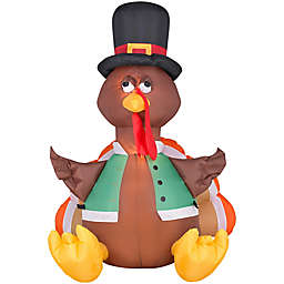 Gemmy Tukey in Vest 48-Inch Airblown® Inflatable Thanksgiving Lawn Decoration