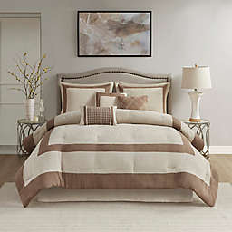 Madison Park® Dax 7-Piece Microsuede California King Comforter Set in Tan