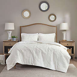 Madison Park® Arya Embroidered Faux Fur Ultra Plush 3-Piece Full/Queen Duvet Cover Set in Ivory
