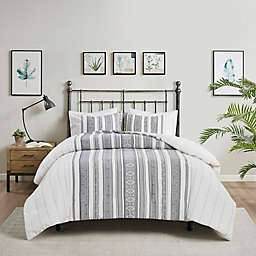 Madison Park® Landry Cotton Waffle Jacquard 3-Piece Full/Queen Duvet Cover Set in Gray