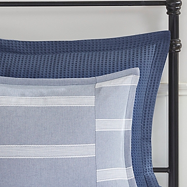 Madison Park Signature Noble 8-Piece Cotton Oversized Queen Comforter Set in Blue. View a larger version of this product image.