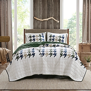 Woolrich Hudson Oversized Cotton 3-Piece Full/Queen Quilt Mini Set in Green. View a larger version of this product image.