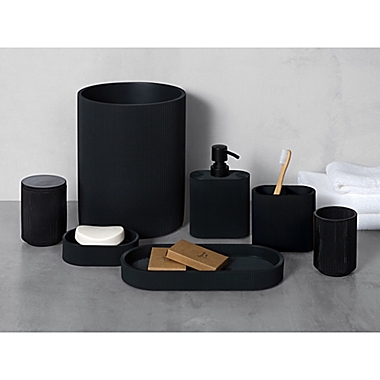 Studio 3B&trade; Fluted Soap Dish in Jet Black. View a larger version of this product image.
