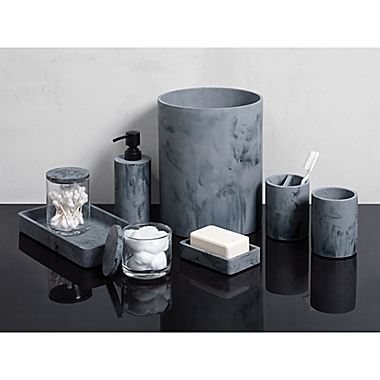 Studio 3B&trade; Marbleized Tall Bath Jar with Lid in Black. View a larger version of this product image.