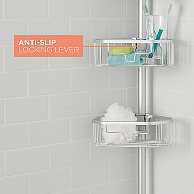 Squared Away&trade; NeverRust&reg; Aluminum 4-Tier Shower Caddy in Satin Chrome. View a larger version of this product image.