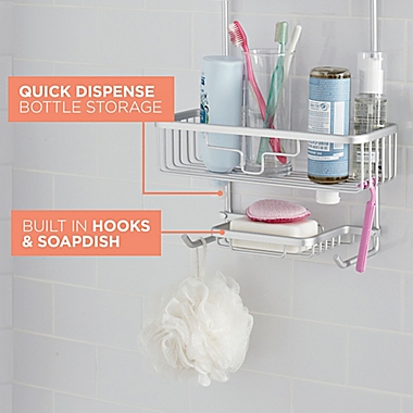 Squared Away&trade; NeverRust&reg; Aluminum Over-The-Shower Caddy in Satin Chrome. View a larger version of this product image.
