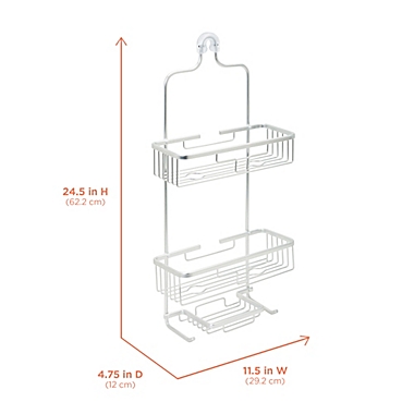Squared Away&trade; NeverRust&reg; Aluminum Over-The-Shower Caddy in Satin Chrome. View a larger version of this product image.