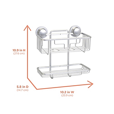 Squared Away&trade; NeverRust&reg; Aluminum Dual Mount 2-Tier Shower Basket in Satin Chrome. View a larger version of this product image.