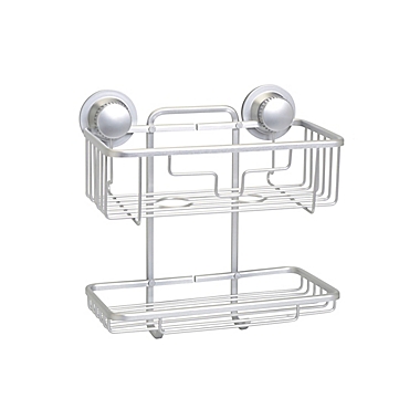 Squared Away&trade; NeverRust&reg; Aluminum Dual Mount 2-Tier Shower Basket in Satin Chrome. View a larger version of this product image.