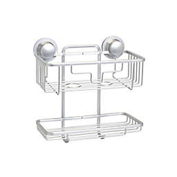 Squared Away™ NeverRust® Aluminum Dual Mount 2-Tier Shower Basket in Satin Chrome