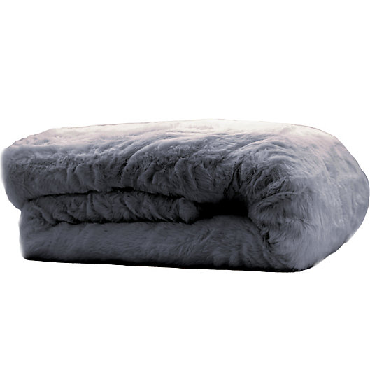 Alternate image 1 for Therapedic® Faux Fur 20 oz. Weighted Blanket in Grey
