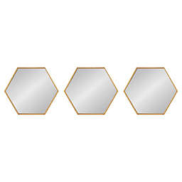 Kate and Laurel Rhodes 3-Piece Hexagon Mirror Set in Gold