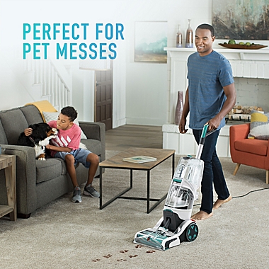 Hoover&reg; SmartWash+&trade; Automatic Carpet Cleaner in White/Aqua. View a larger version of this product image.