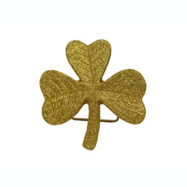 H for Happy&trade; 4.7-Inch Shamrock Tabletop Decor in Gold. View a larger version of this product image.