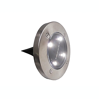 Simply Essential&trade; Outdoor Solar LED Disk Lights in Silver (Set of 4). View a larger version of this product image.