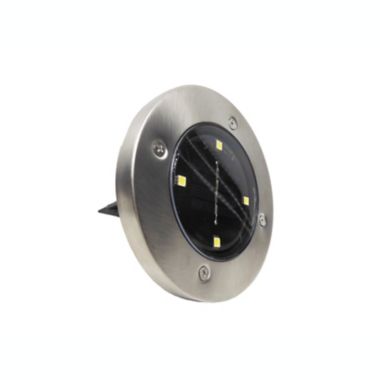 Simply Essential&trade; Outdoor Solar LED Disk Lights in Silver (Set of 4). View a larger version of this product image.