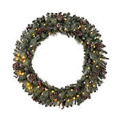 Glitzhome&reg; 42-Inch Glittered Pine Cone Christmas Wreath with LED Lights