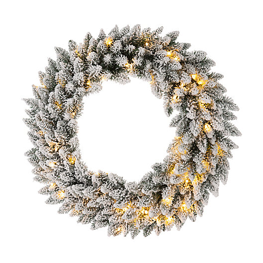 Alternate image 1 for Glitzhome® 30-Inch Pre-Lit Snow Flocked Artificial Christmas Wreath