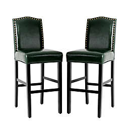 Glitzhome® Faux Leather Upholstered Bar Stools (Set of 2)