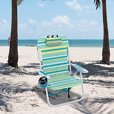 Rio Brands&reg; 5-Position Beach Backpack Chair in Stripe. View a larger version of this product image.