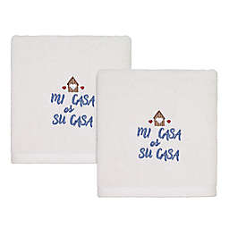 Avanti Latin Sentiments "Mi Casa Su Casa" Hand Towels in Ivory/Blue (Set of 2)