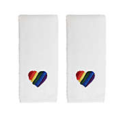 Avanti Premier Pride Rainbow Heart Hand Towels in White (Set of 2)