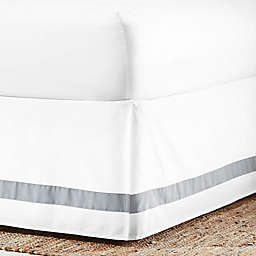 Everhome™ Emory Hotel Border Queen Bed Skirt in White/Grey