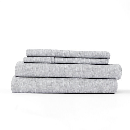 Slate Grey Full Basics Chambray Bed Sheet Set 
