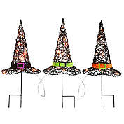 National Tree Company&reg; 23-Inch Lit Witch Hat 3-Piece Garden Stakes Halloween Decoration