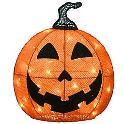 National Tree Company® 16-Inch Lit Happy Jack-O-Lantern Halloween Decoration in Orange