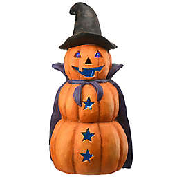 National Tree Company® 19-Inch Lit 3-Tiered Pumpkins Halloween Decoration in Orange