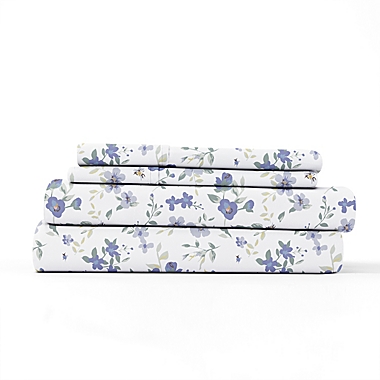 Home Collection Blossoms Queen Sheet Set in Light Blue. View a larger version of this product image.