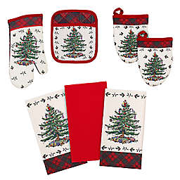 Spode® Christmas Tree Towels, Pot Holder, and Oven Mitt Collection<br />