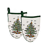 Spode&reg; Christmas Tree Mini Oven Mitts in Ivory/Green (Set of 2)