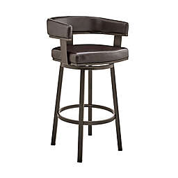 Armen Living Cohen Faux Leather Counter Stool in Chocolate