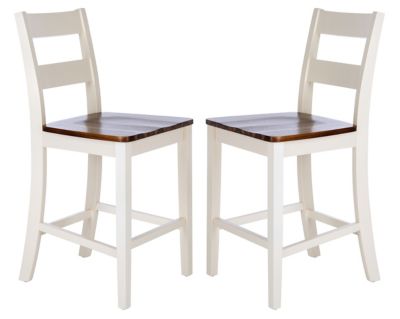 Safavieh Izzy Counter Stools In White, 24 Inch White Wooden Bar Stools With Backs