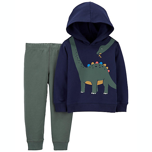 Alternate image 1 for carter's® Size 9M 2-Piece Dinosaur Multicolor Hooded Sweatshirt and Pant Set