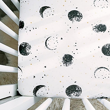 goumi Organic Cotton Many Moons Fitted Crib Sheet in Black/Gold. View a larger version of this product image.